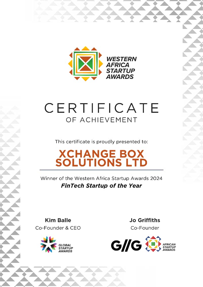 Congratulations to us Team XChangeBOX as Winner of the Western Africa Startup Awards